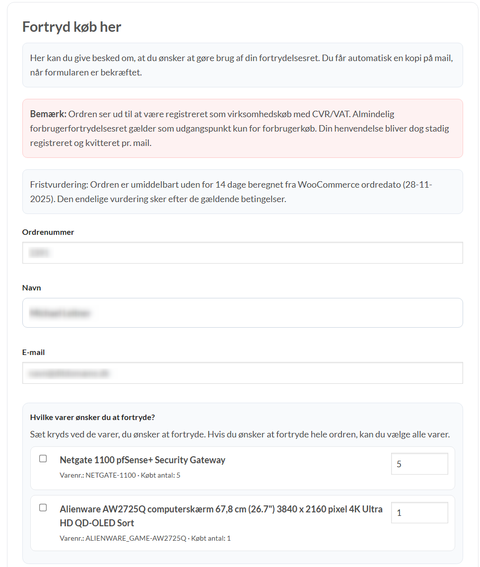Danish withdrawal form