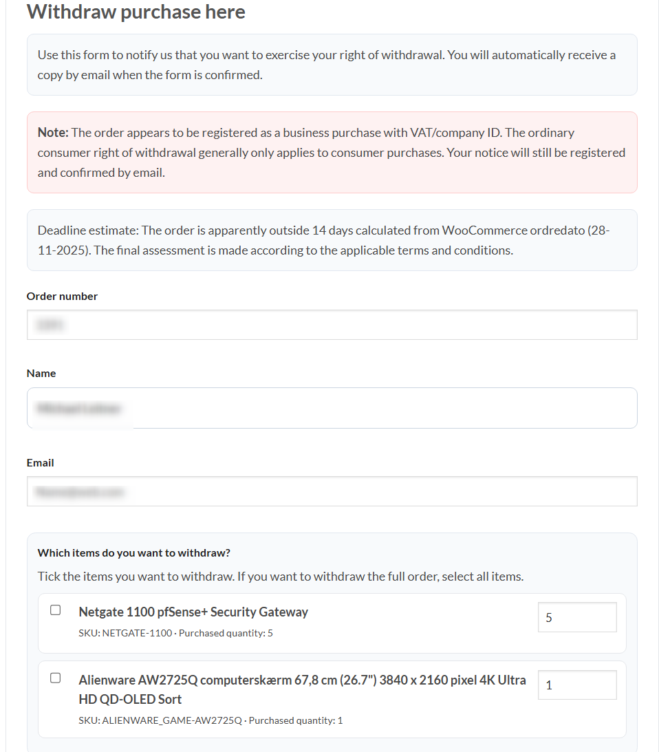 English withdrawal form